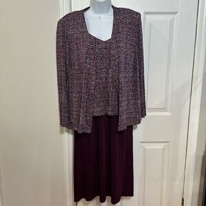 Alex Evenings Petite Dress Formal 2 Pc W/Jacket Stretch Pink Sparkle size 16